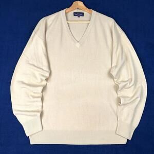 Polo Ralph Lauren Cashmere V-Neck Sweater Men Size XXL Beige Classic Knit Preppy